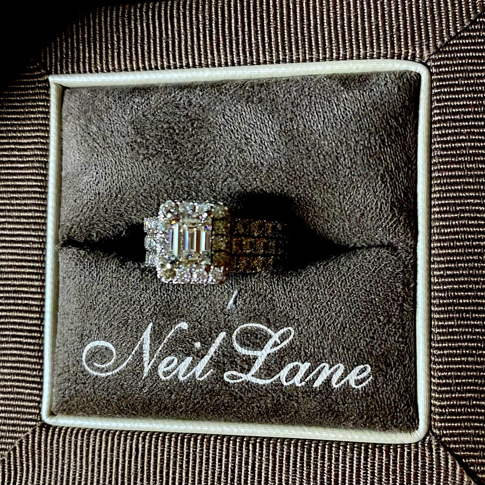 Neil Lane engagement ring set with two wedding bands